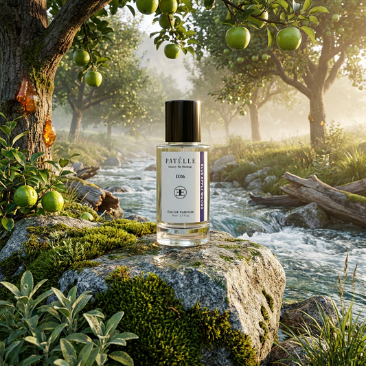 PATÉLLE Blue Apple Woods lifestyle — fresh woody amber cologne for men, affordable YSL Y alternative at $69
