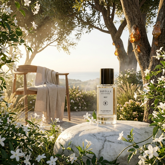 PATÉLLE Jasmine Cashmere Amber lifestyle — jasmine amber perfume for women, affordable Mugler Alien alternative at $69