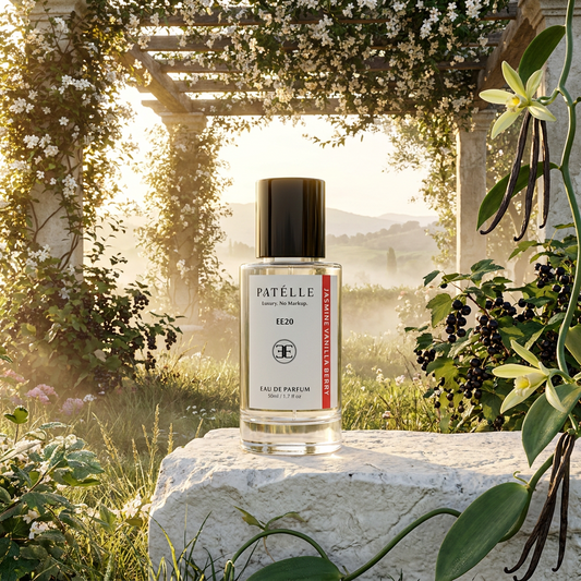 PATÉLLE Jasmine Vanilla Berry lifestyle — floral vanilla fruity perfume for women, affordable Valentino Born in Roma alternative