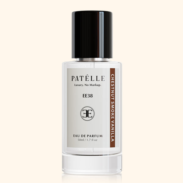 EE38 Chestnut Smoke Vanilla by PATÉLLE — Inspired by Maison Margiela By the Fireplace, smoky gourmand unisex EDP 25% oil