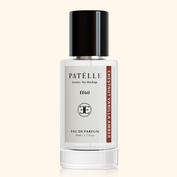 EE60 Chestnut Vanilla Amber by PATÉLLE — Inspired by Armani Stronger With You Intensely, amber gourmand men's EDP 25% oil