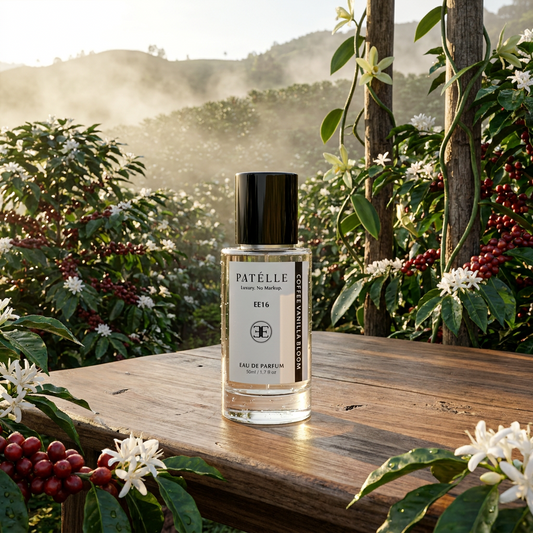 Shop PATÉLLE Coffee Vanilla Bloom — coffee vanilla perfume women, buy YSL Black Opium alternative, pear pink pepper opening